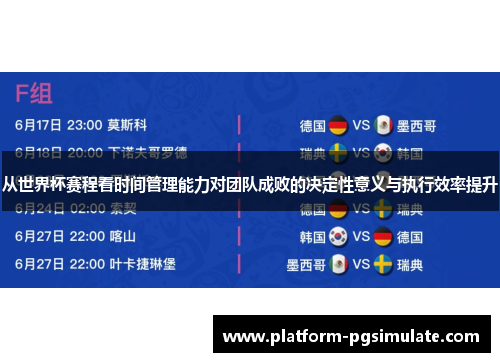 从世界杯赛程看时间管理能力对团队成败的决定性意义与执行效率提升 从世界杯赛程看时间管理能力对团队成败的决定性意义与执行效率提升