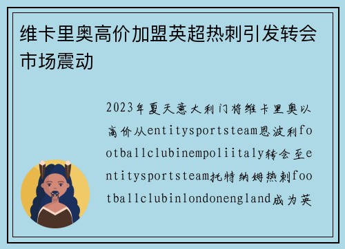 维卡里奥高价加盟英超热刺引发转会市场震动